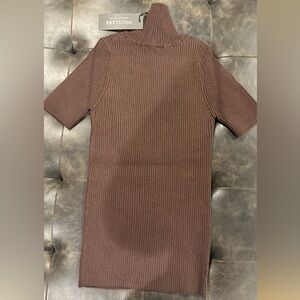 Priceless Short Sleeve Brown Turtleneck